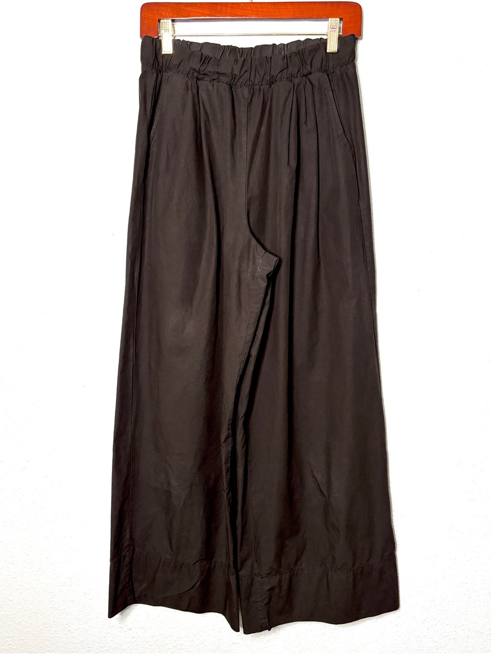 Stateside Black Poplin Wide Leg Pull On Pants S